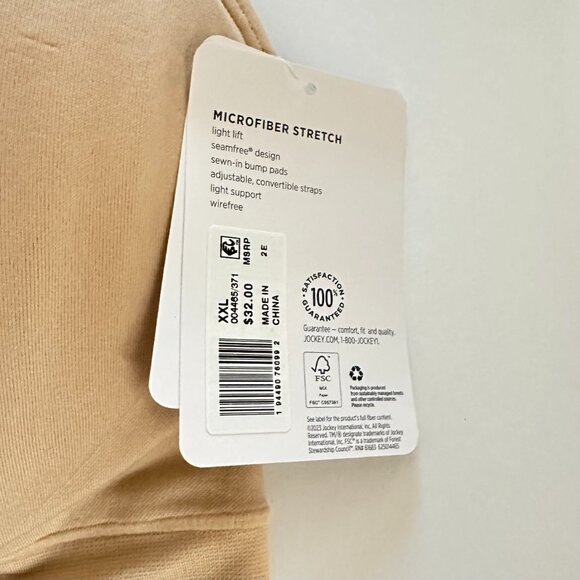 NWT Jockey Seamfree Bralette Light Lift Bra Size XXL - Picture 5 of 8